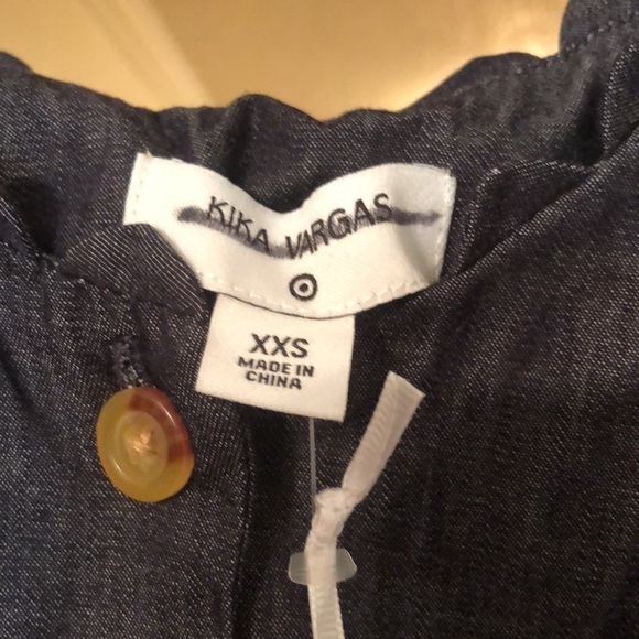 Kika Vargas Blue/Black Blouse with Scalloped Neck Size Various NWT - Picture 10 of 10